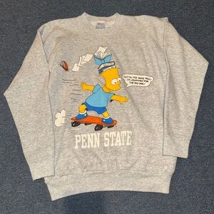 Vintage 90s Penn State Football Bart Simpson Nittany Lions Sweatshirt Size M